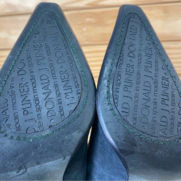 Donald J Pliner 7 US Slip on Black Suede/Leather Stiletto Heels Pumps Shooties - Picture 5 of 12
